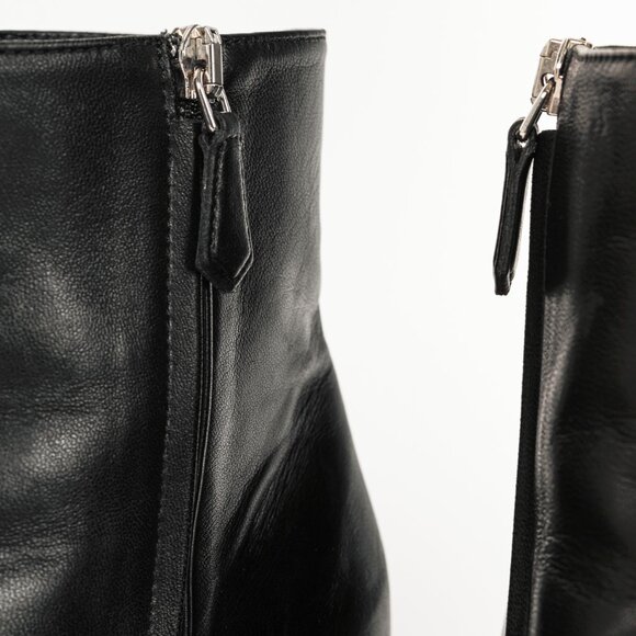 Prada Black Leather Block-Heel Ankle Boots - Picture 7 of 10